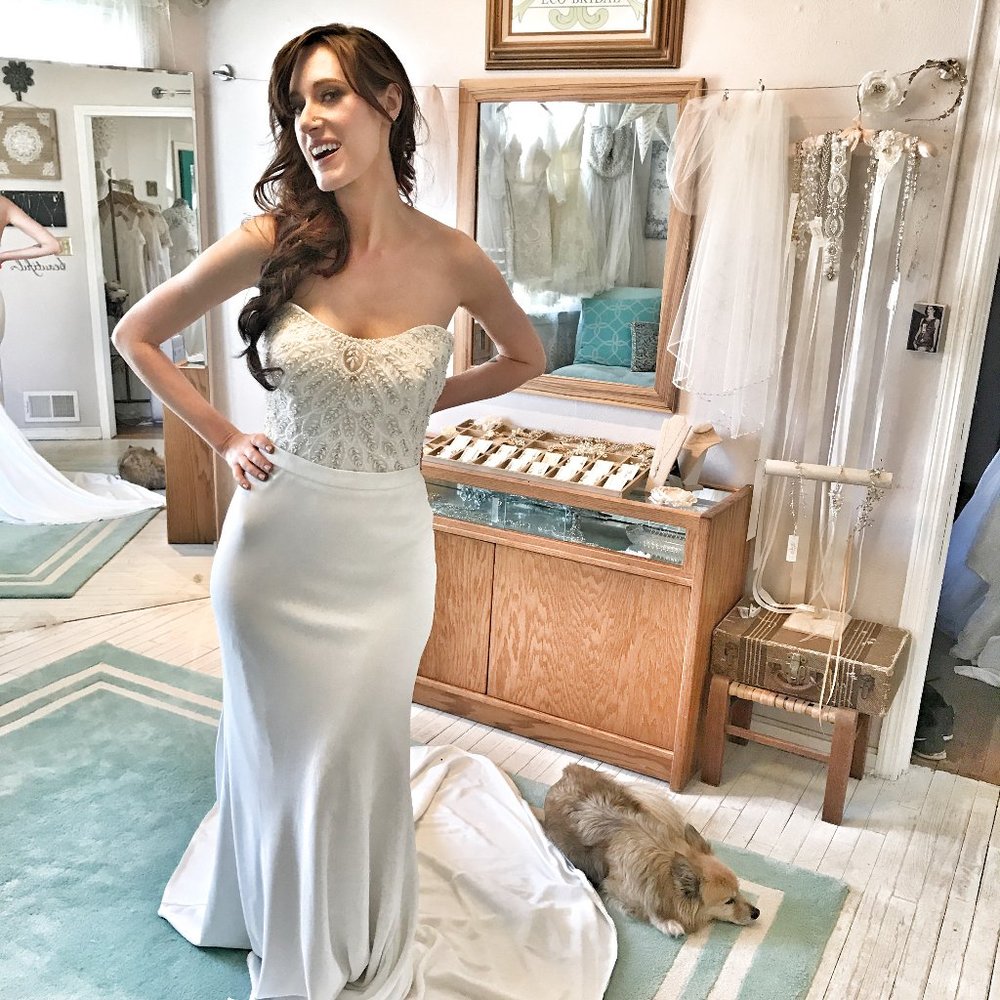 Sexy Wedding Dress Beaded Bodice & Fitted